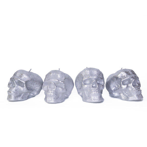 CANDWAX Silver Small Skull Candles - 4 PCS