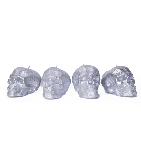 CANDWAX Silver Small Skull Candles - 4 PCS
