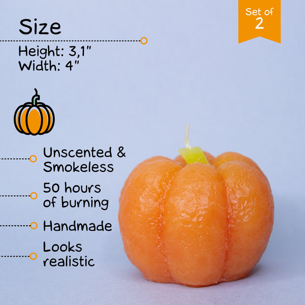 CANDWAX Pumpkin Big Orange Candles - 2 PCS