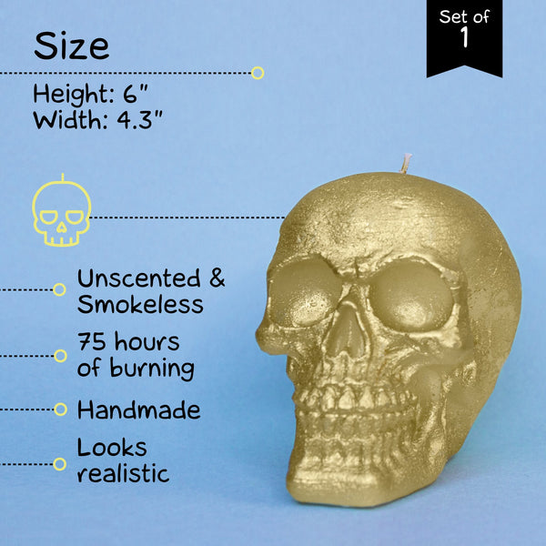 CANDWAX Gold Big Skull Candle