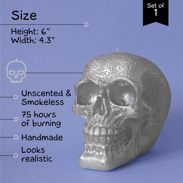 CANDWAX Silver Big Skull Candle