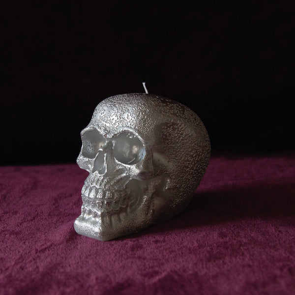 CANDWAX Silver Big Skull Candle