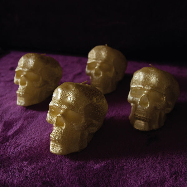 CANDWAX Gold Small Skull Candles - 4 PCS