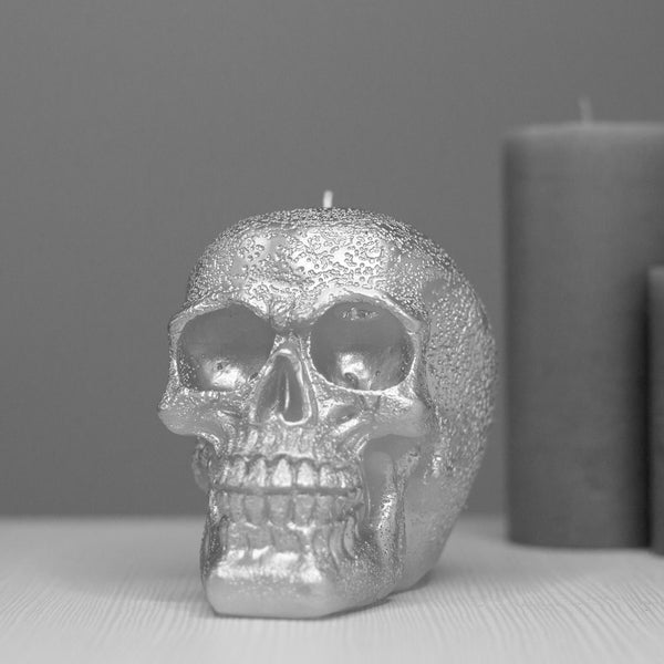 CANDWAX Silver Big Skull Candle