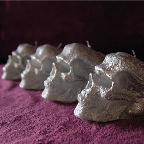 CANDWAX Silver Small Skull Candles - 4 PCS