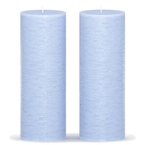 CANDWAX Baby Blue Pillar Candles 8" - Set of 2pcs