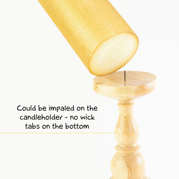 CANDWAX Gold Pillar Candles 8" - Set of 2pcs