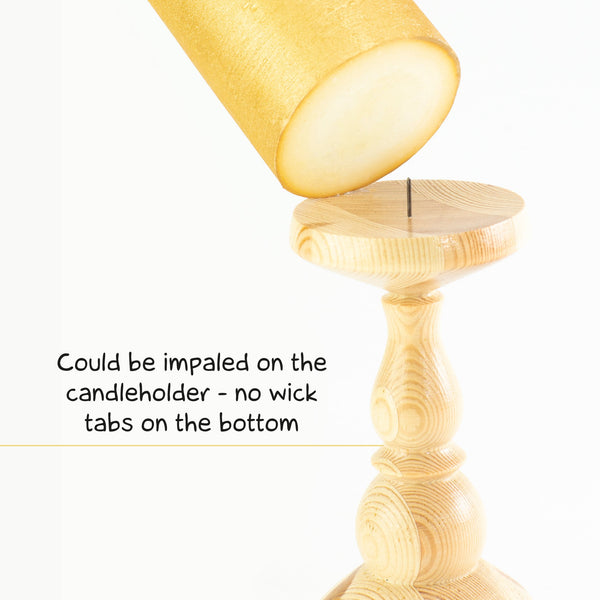 CANDWAX Gold Pillar Candles 4" - Set of 3pcs