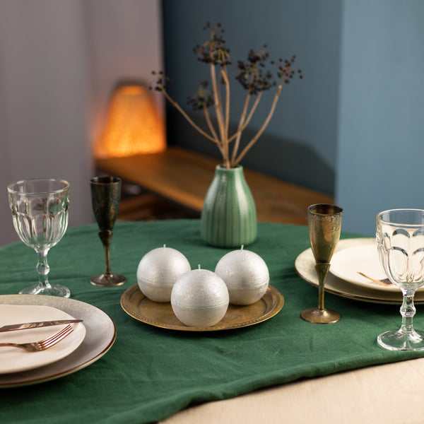 CANDWAX Silver Round Candles 3" - Set of 3 pcs