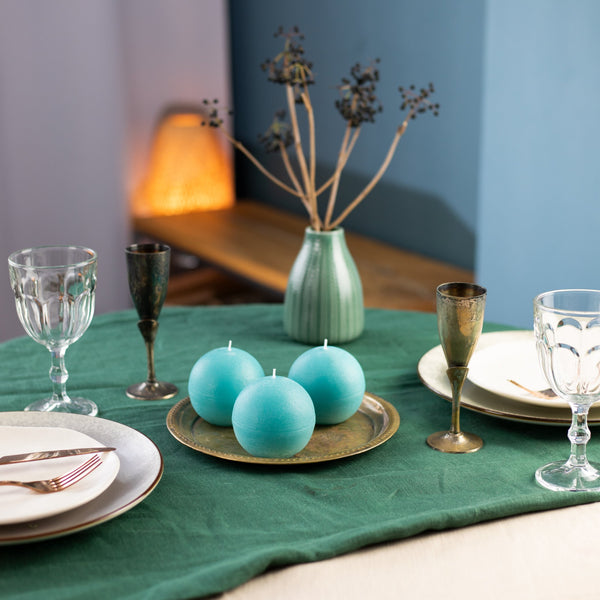 CANDWAX Turquoise Round Candles 3" - Set of 3 pcs