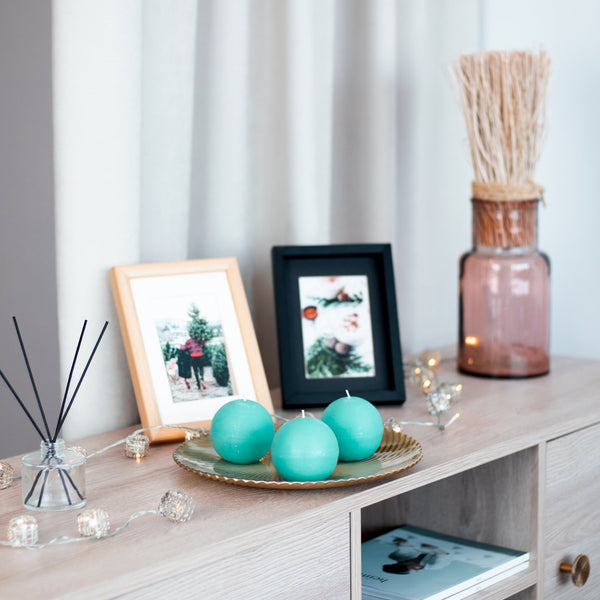 CANDWAX Turquoise Round Candles 3" - Set of 3 pcs