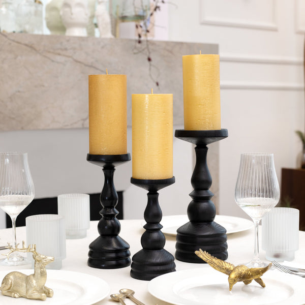 CANDWAX Gold Pillar Candles 6" - Set of 3pcs