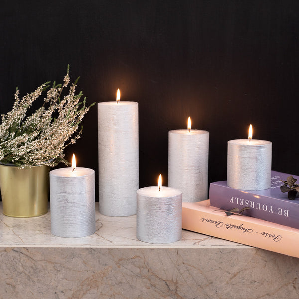 CANDWAX Silver Pillar Mix - 3 inch, 4 inch & 8 inch