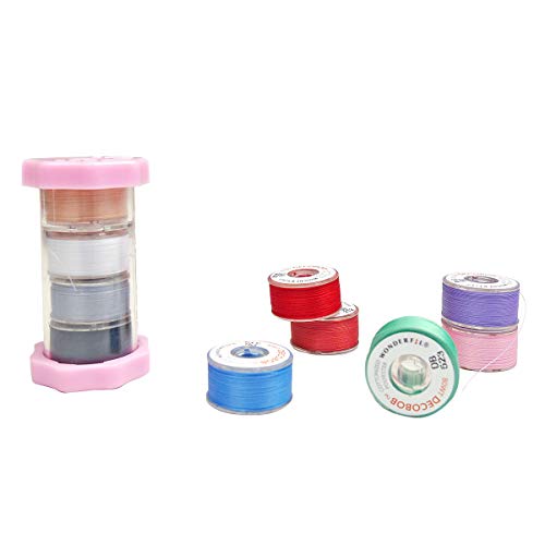 WonderFil Bobbinator Sue Daley Designs Specialty Threads, 10 x pre-Wound Bobbins. Decobob, 2-Ply 80wt Cottonized Soft Polyester Silk-Like Thread Fine Sewing English Paper Piecing EPP Applique Sewing