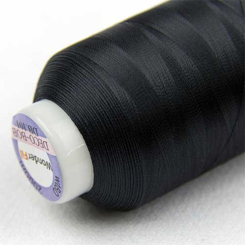 WonderFil Specialty Threads DecoBob Black, 2-ply Cottonized Polyester, 80wt