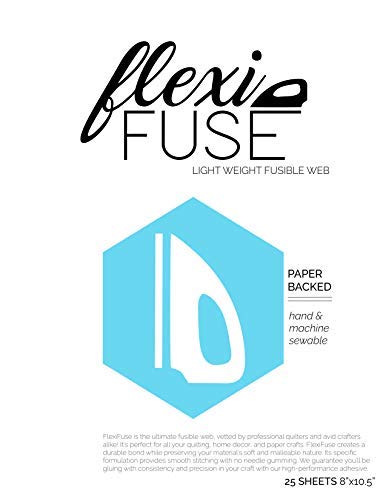 Laser Cut Quilts FlexiFuse Lightweight Fusible Web - 25 Sheets 8in x 10-1/2in