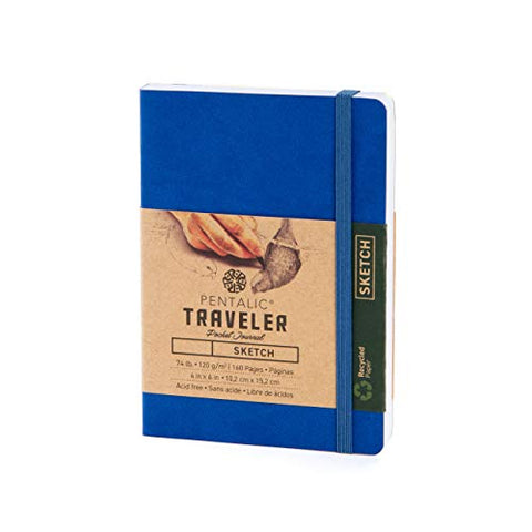 Pentalic Traveler Pocket Journal Sketch, 6" x 4", Royal Blue