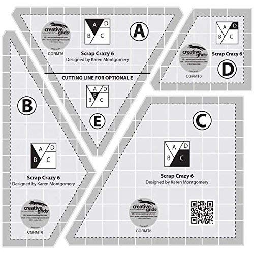 Creative Grids Scrap Crazy 6 Templates Quilt Ruler