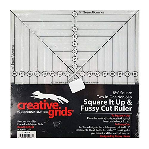 Creative Grids 8-1/2 inch Square It Up or Fussy Cut Square Quilt Ruler