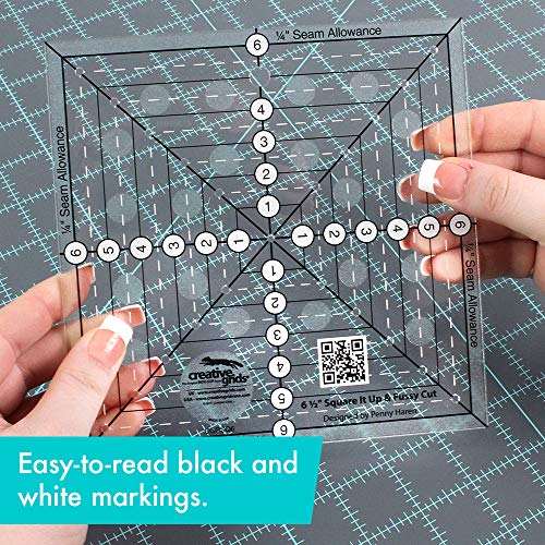 Creative Grids 6-1/2in Square It Up or Fussy Cut Square Quilt Ruler