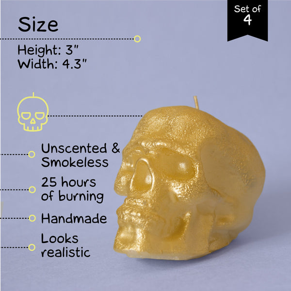 CANDWAX Gold Small Skull Candles - 4 PCS