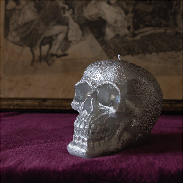 CANDWAX Silver Big Skull Candle