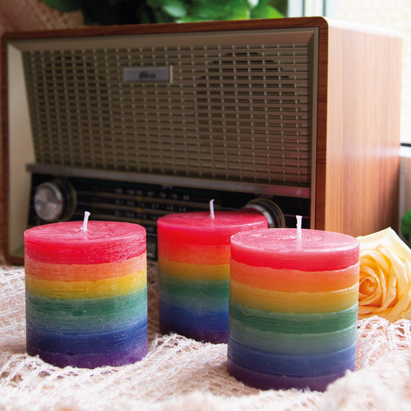 CANDWAX Rainbow Pillar Candles - 3 PCS