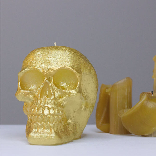 CANDWAX Gold Big Skull Candle