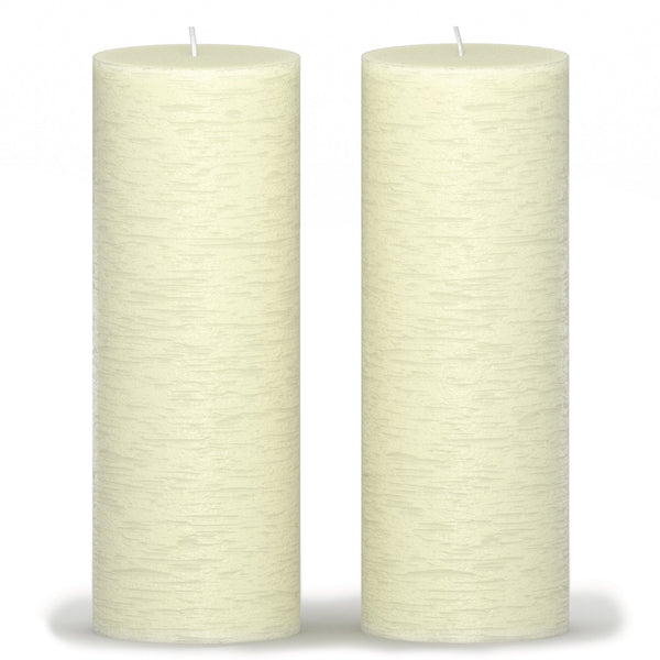 CANDWAX Ivory Pillar Candles 8" - Set of 2pcs