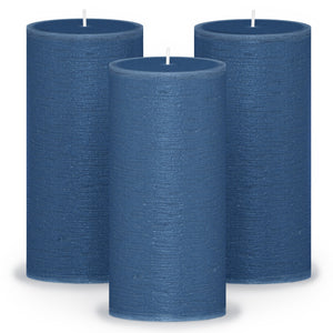 CANDWAX Dark Blue Pillar Candles 6" - Set of 3pcs