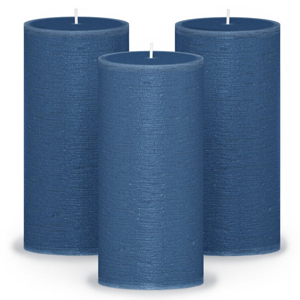 CANDWAX Dark Blue Pillar Candles 6" - Set of 3pcs