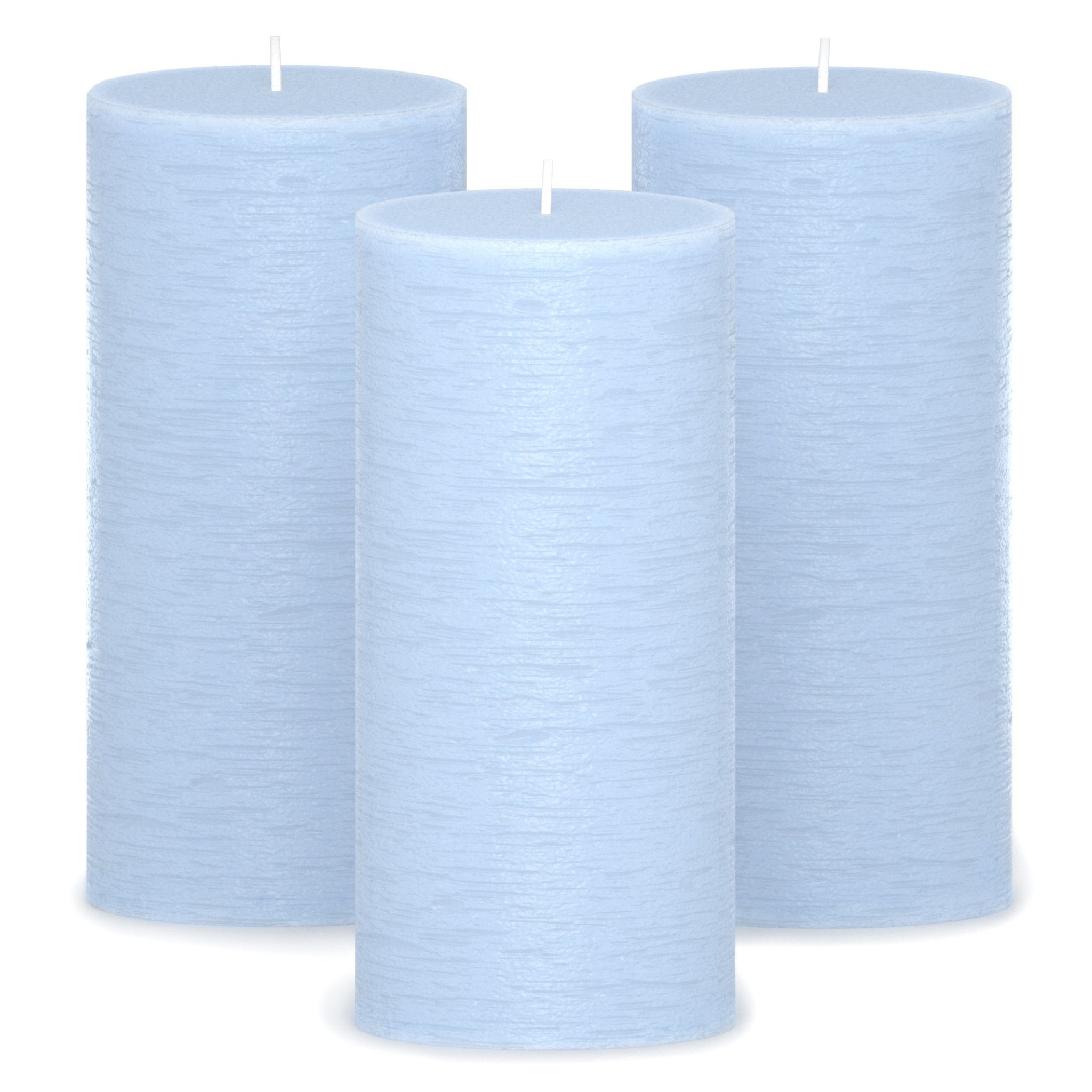 CANDWAX Baby Blue Pillar Candles 6" - Set of 3pcs