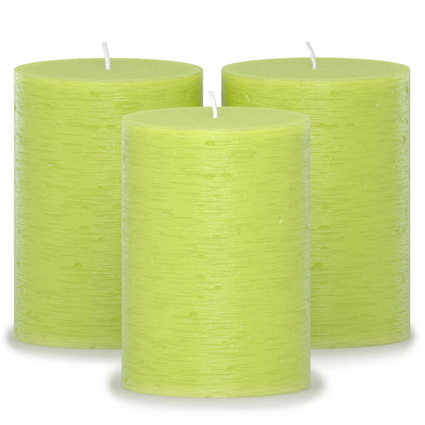 CANDWAX Olive Pillar Candles 4" - Set of 3pcs