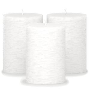 CANDWAX White Pillar Candles 4" - Set of 3pcs