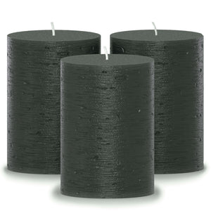 CANDWAX Black Pillar Candles 4" - Set of 3pcs