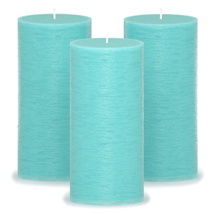 CANDWAX Turquoise Pillar Candles 6" - Set of 3pcs
