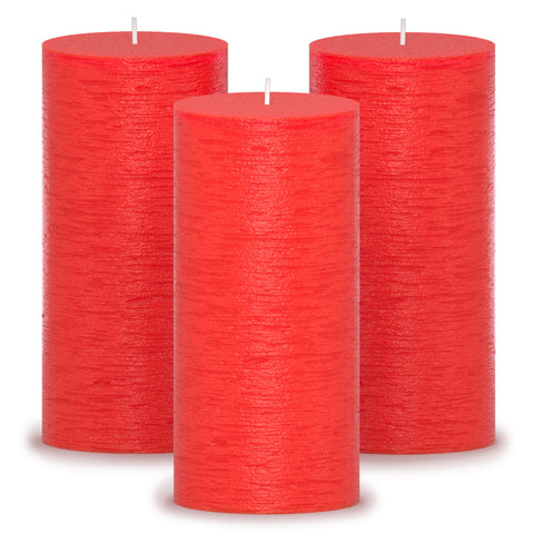 CANDWAX Red Pillar Candles 6" - Set of 3pcs