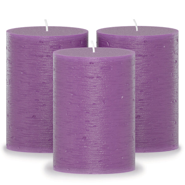 CANDWAX Purple Pillar Candles 3" - Set of 3pcs