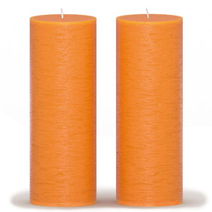CANDWAX Orange Pillar Candles 8" - Set of 2pcs