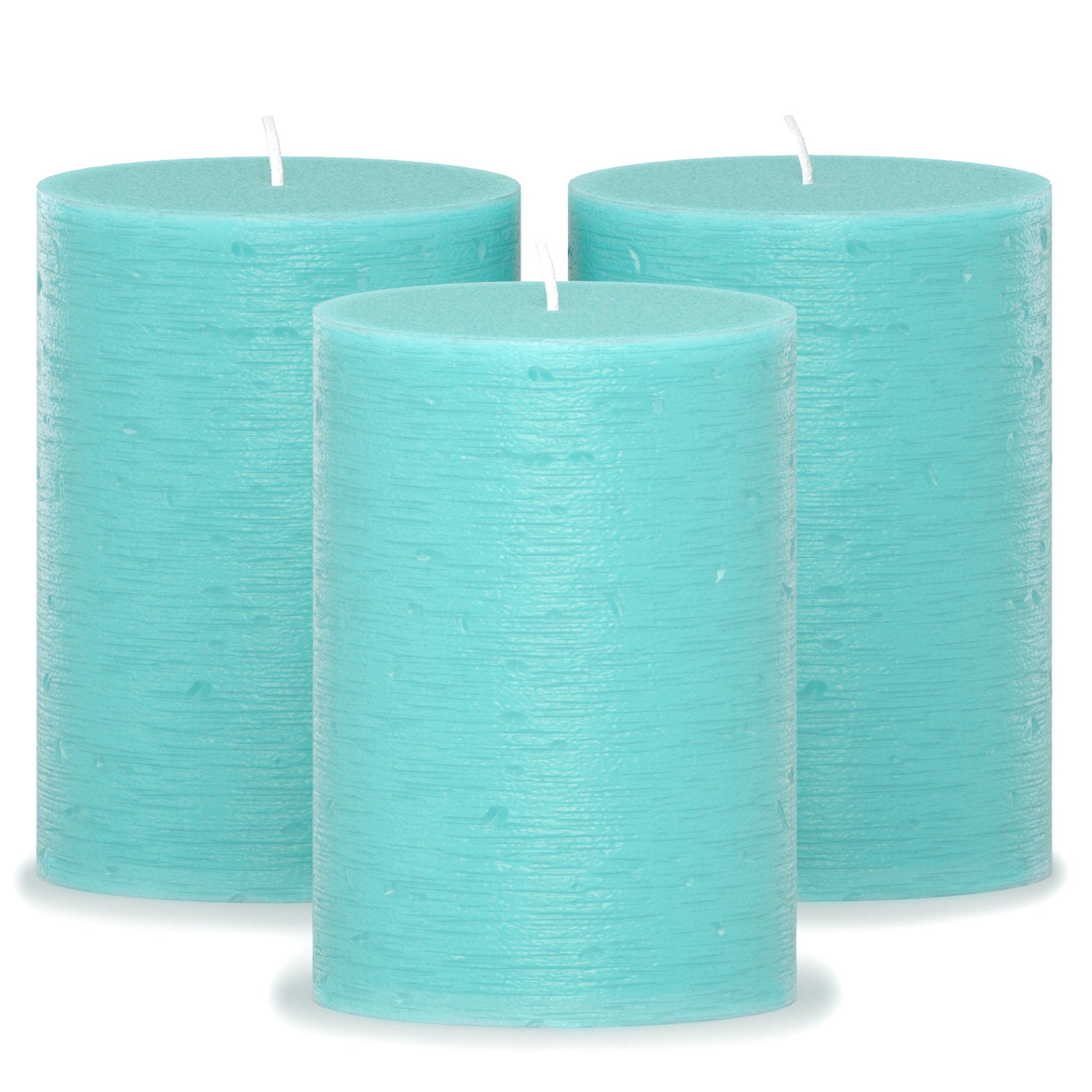 CANDWAX Turquoise Pillar Candles 4" - Set of 3pcs