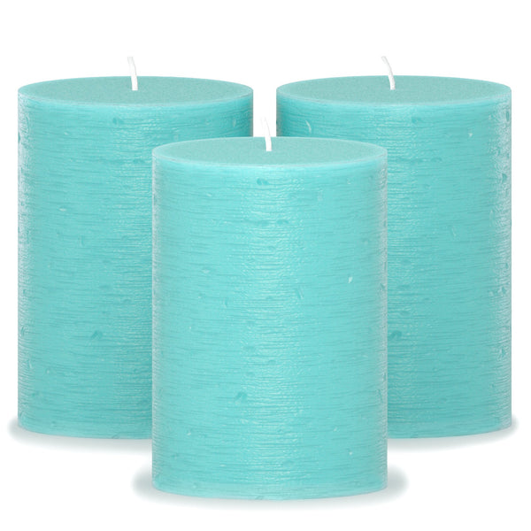 CANDWAX Turquoise Pillar Candles 4" - Set of 3pcs