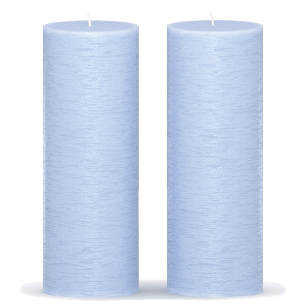 CANDWAX Baby Blue Pillar Candles 8" - Set of 2pcs