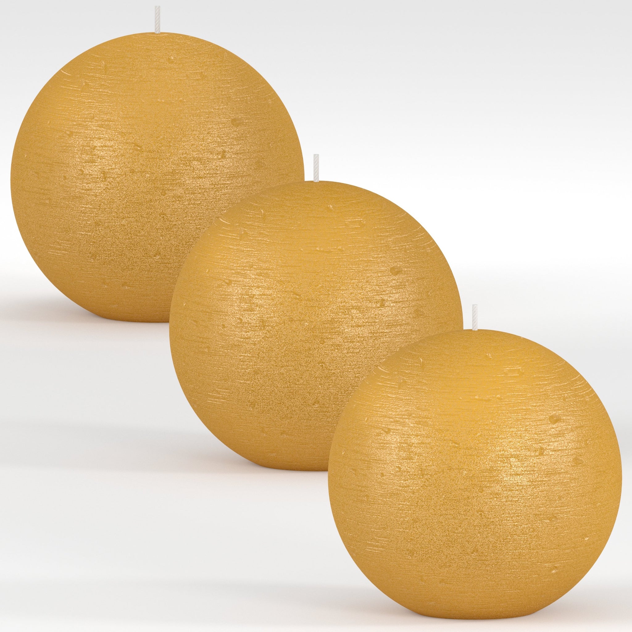 CANDWAX Gold Round Candles 3" - Set of 3 pcs