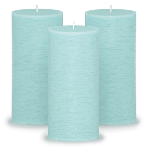 CANDWAX Light Turquoise Pillar Candles 6" - Set of 3pcs
