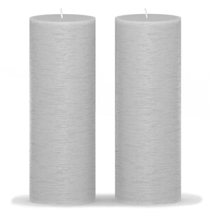 CANDWAX Light Gray Pillar Candles 8" - Set of 2pcs