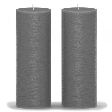 CANDWAX Dark Gray Pillar Candles 8" - Set of 2pcs