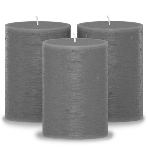 CANDWAX Dark Gray Pillar Candles 4" - Set of 3pcs