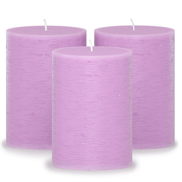 CANDWAX Lilac Pillar Candles 4" - Set of 3pcs
