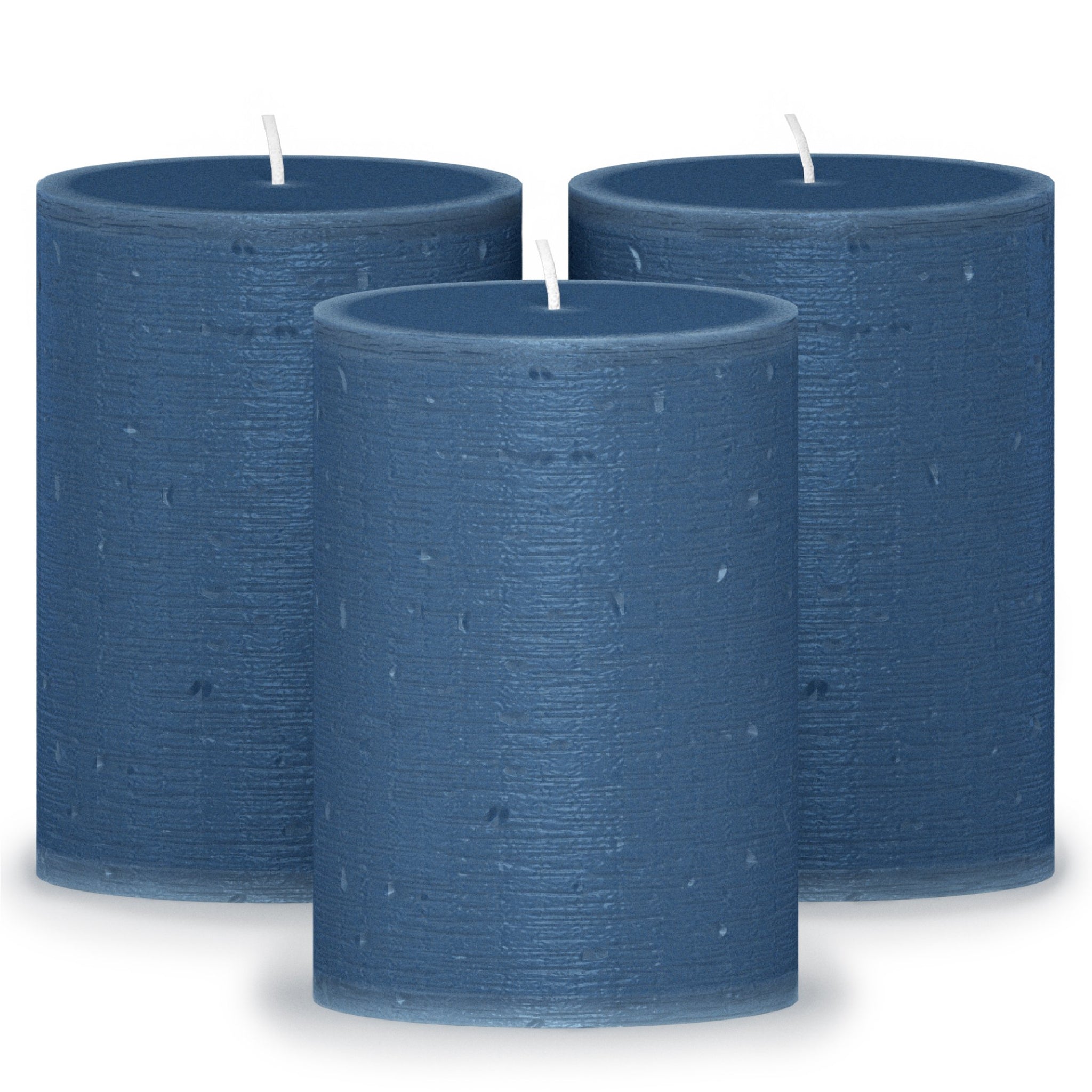 CANDWAX Dark Blue Pillar Candles 4" - Set of 3pcs