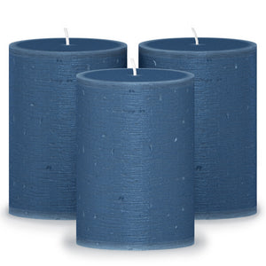 CANDWAX Dark Blue Pillar Candles 4" - Set of 3pcs
